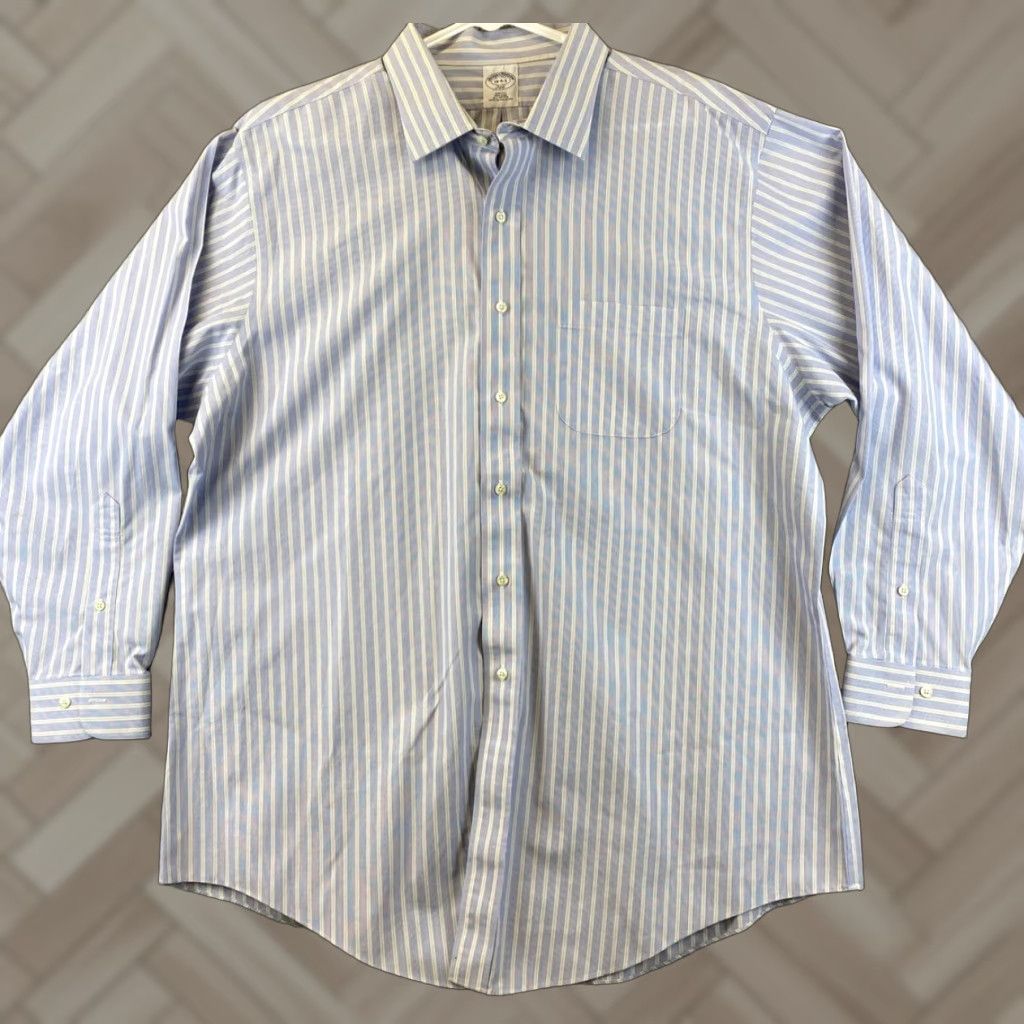 Brooks Brothers Brooks Brothers Button-Up Shirt Adult 18 Blue White Striped Long Sleeve Mens Size US XXL / EU 58 / 5 - 1 Thumbnail