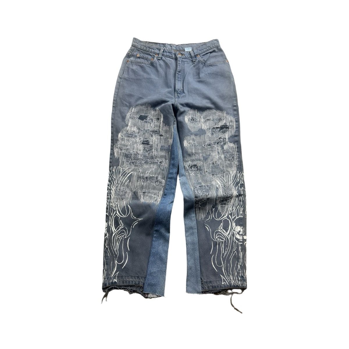 Japanese Brand Baggy Sashiko Skull Denim Midnight Wash 32x30 Size US 36 / EU 52 - 3 Thumbnail