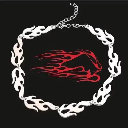 Jewelry Super Dope Streetwear Y2K Style Flames Fire Chain Choker Size ONE SIZE - 4 Thumbnail