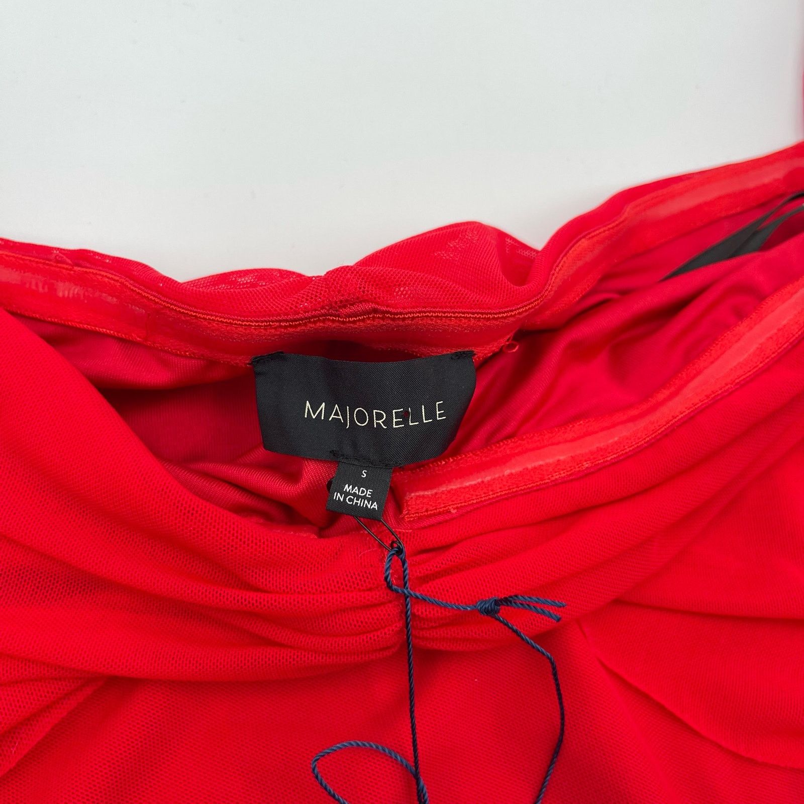 Other Majorelle | Elise Cherry Red Mesh Ruched Midi Dress S Size S / US 4 / IT 40 - 6 Thumbnail