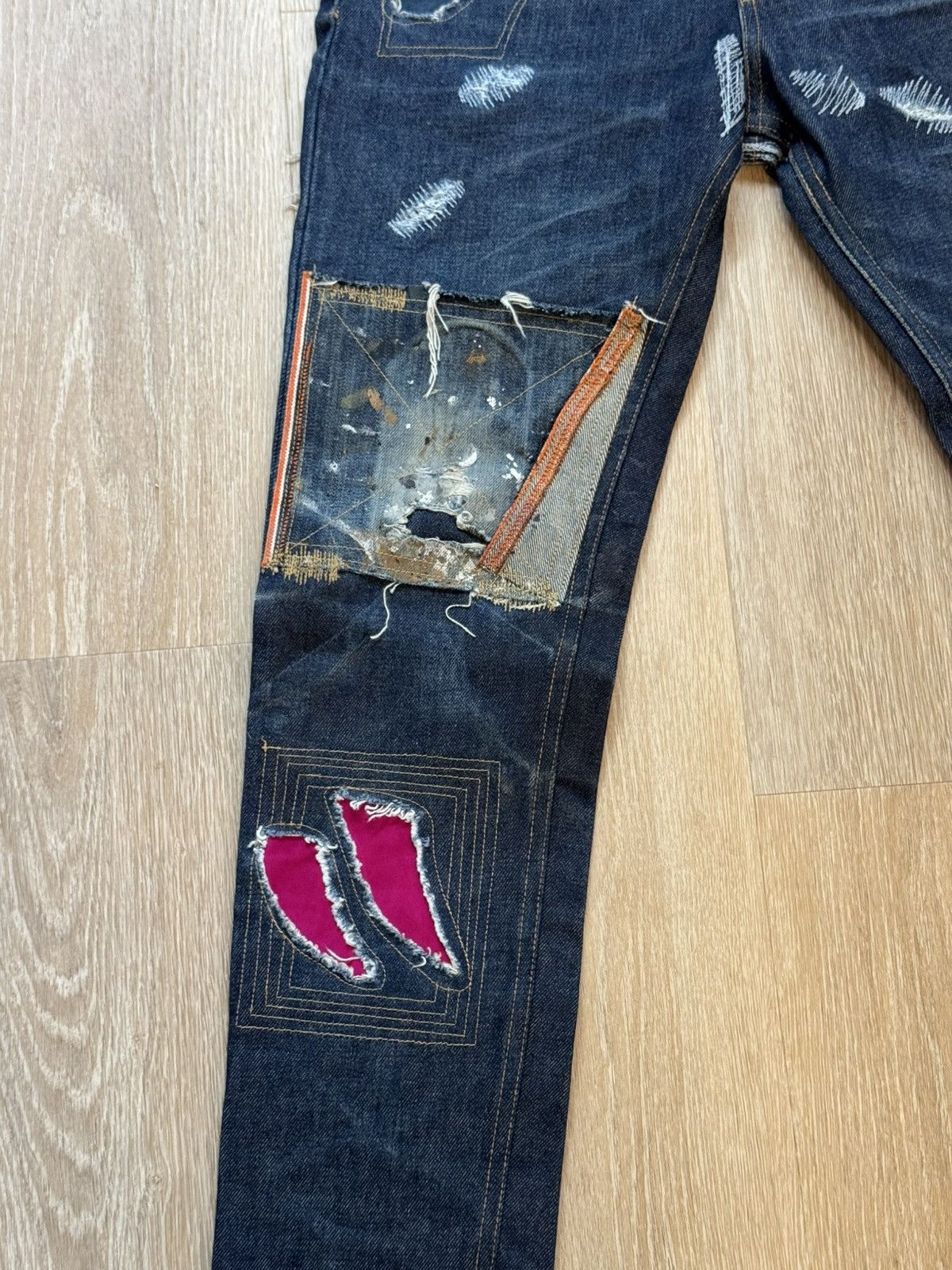 Japanese Brand × Vintage Amercian T.S.O.L patch work croc/snake leather patchwork Size US 29 - 2 Thumbnail