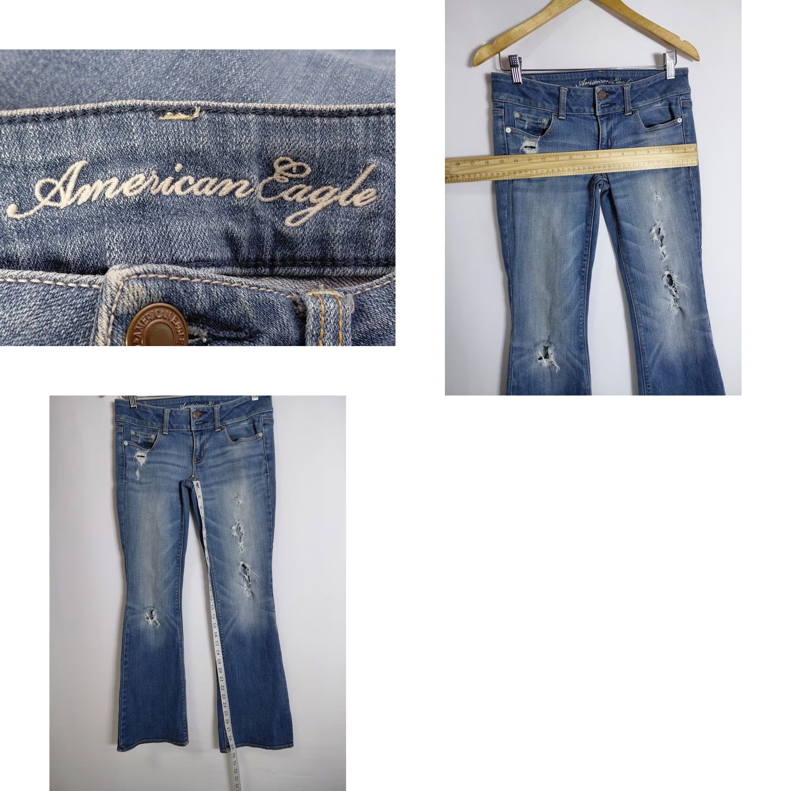 Vintage American Eagle Jeans Womens 4 Blue Artist Stretch Flare Solid Denim Women Size Size 27" / US 4 / IT 40 - 9 Thumbnail