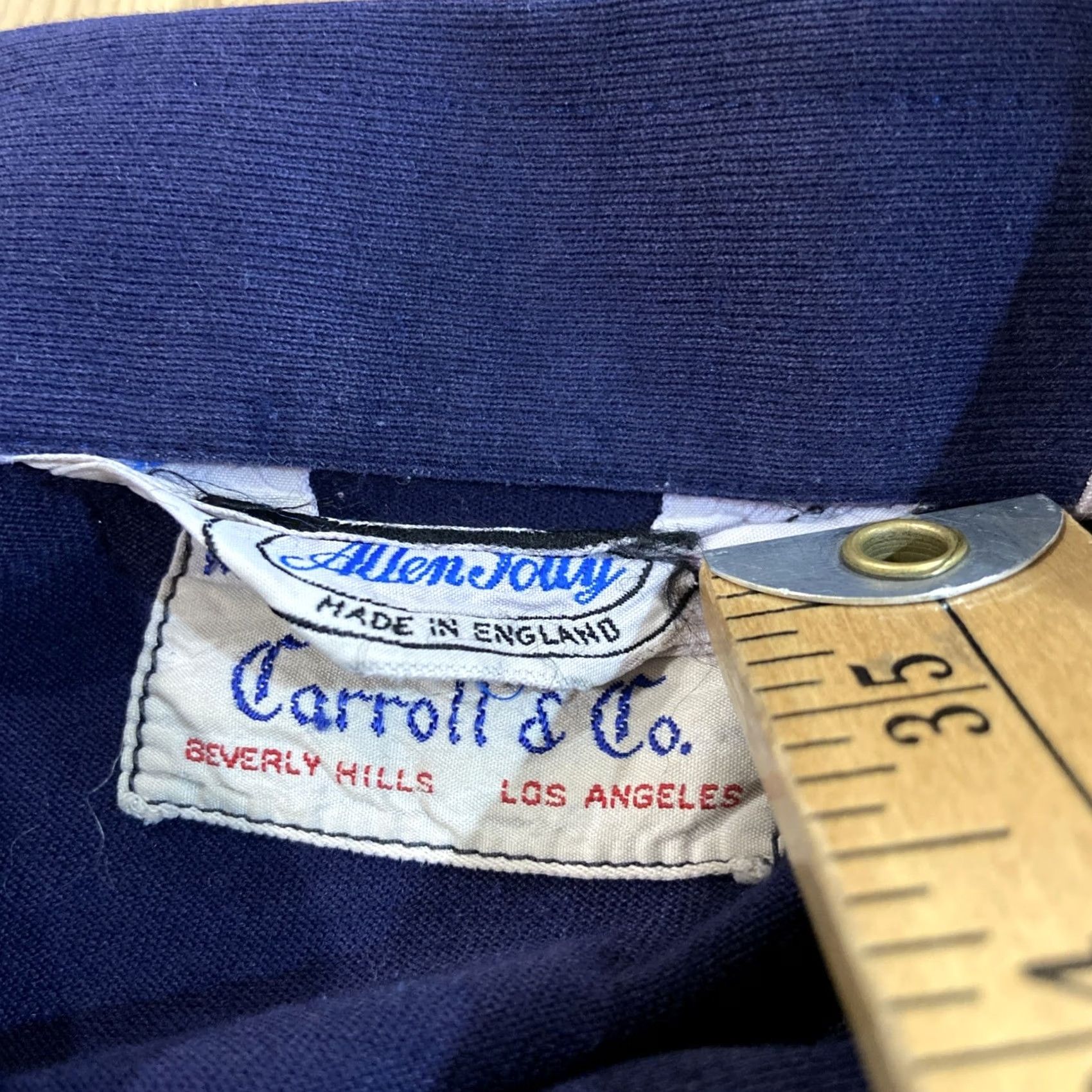 CO VINTAGE Allen Jolly Carroll & Co Button-Up Shirt Navy Blue Wool Knit Long Sleeve Men L Blue Argyle/Diamond Preppy 80s 90s Pockets Size US L / EU 52-54 / 3 - 2 Thumbnail