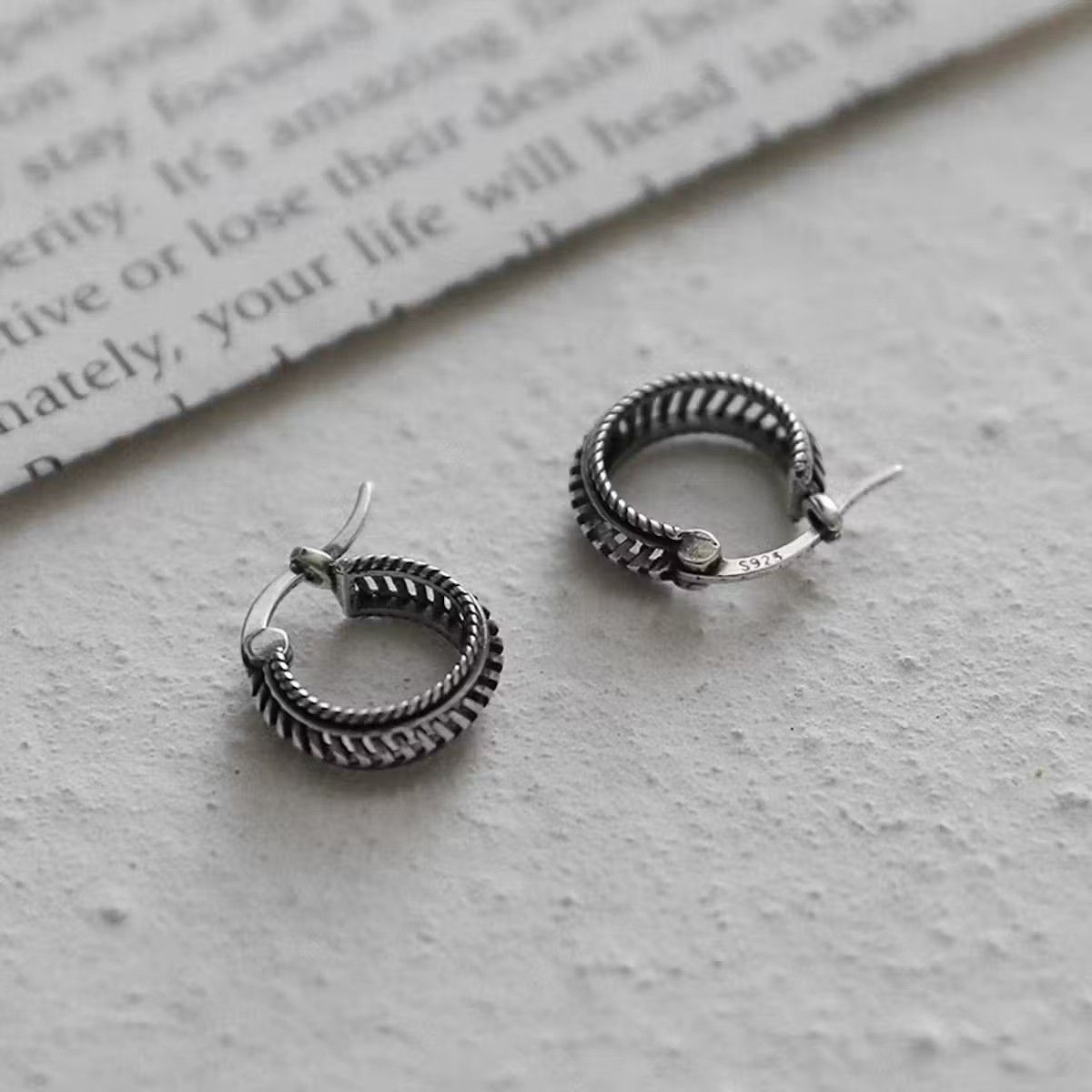 Vintage 100%925 silver retro punk earrings Size ONE SIZE - 3 Thumbnail