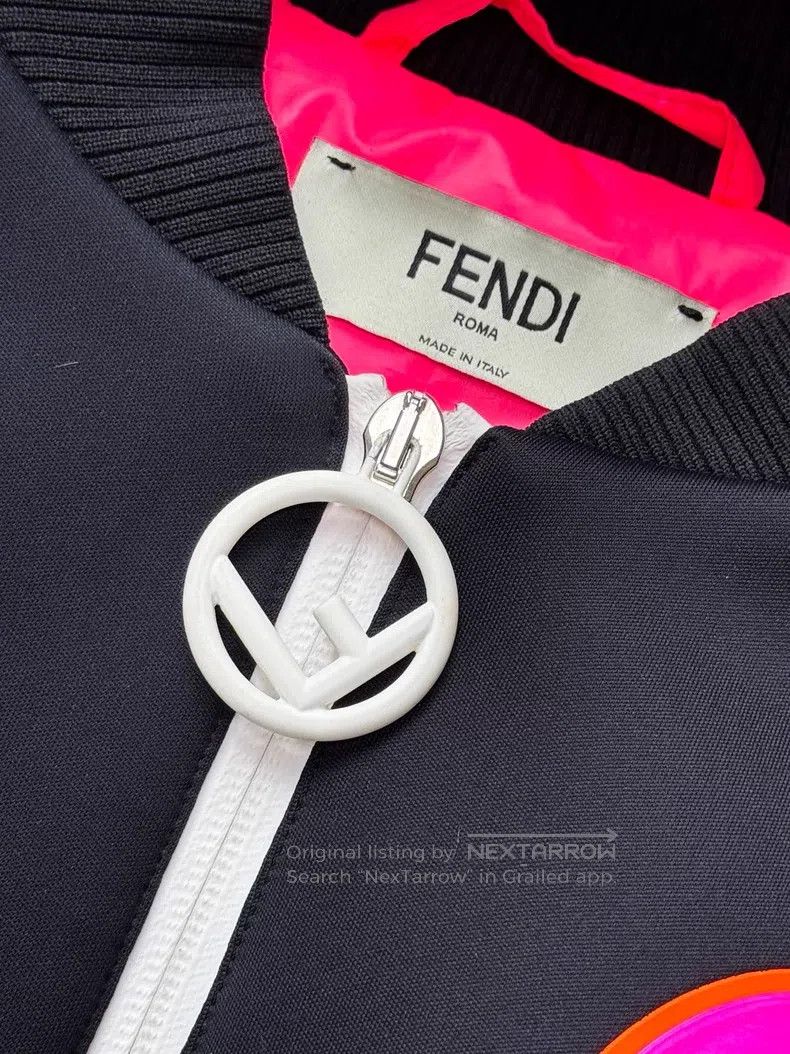 Fendi Fendi Black Cotton-padded Coat with Fluorescent Pink Monst Size XS / US 0-2 / IT 36-38 - 4 Thumbnail