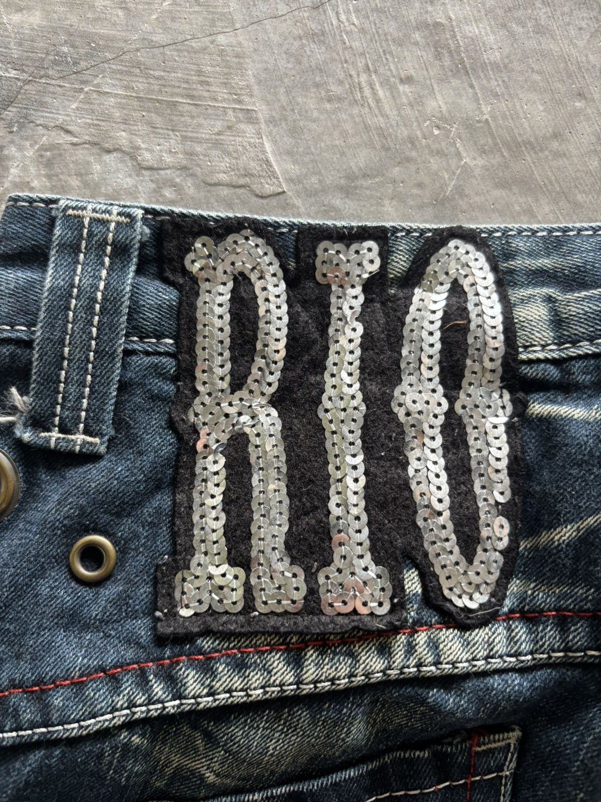 If Six Was Nine RIOBERA vintage flare jeans sick spellout back japanese punk Size US 29 - 16 Thumbnail