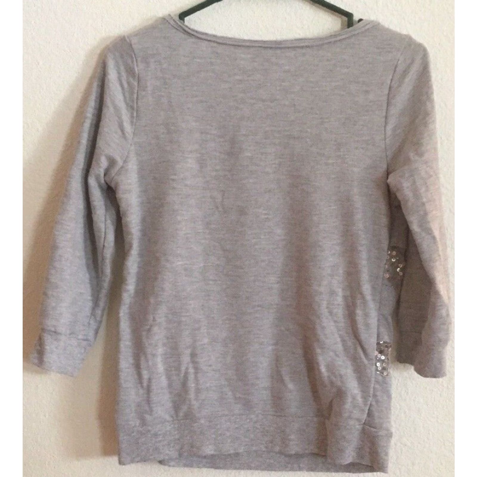 Vintage Vanity Shirt Women 3/4 Sleeve Gray Bling Sequin Top Round Neck S Size S / US 4 / IT 40 - 2 Thumbnail