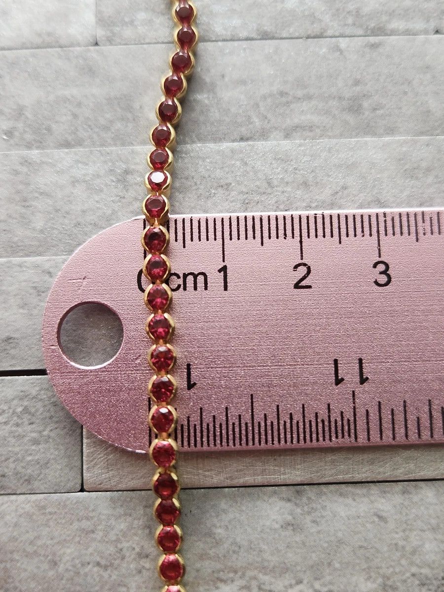 Sterling Silver Sterling Silver Tennis Bracelet Garnet Gold 8" Size ONE SIZE - 13 Thumbnail