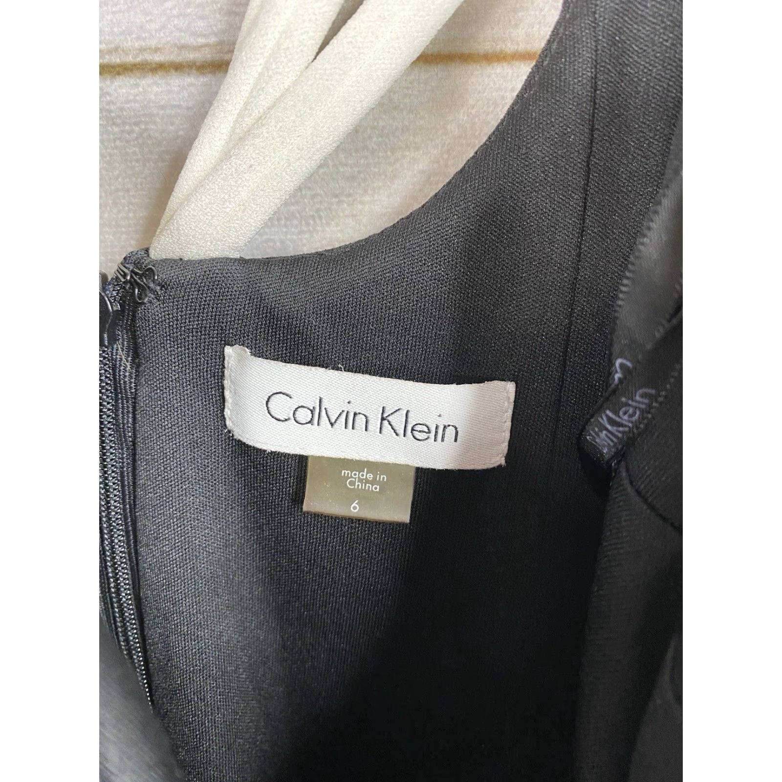 Calvin Klein Calvin Klein Dress Womens 6 Black Sleeveless Stretch Lined Back Scoop Neck Knee Length Zip Fully Lined Classic Sheath Size M / US 6-8 / IT 42-44 - 7 Thumbnail