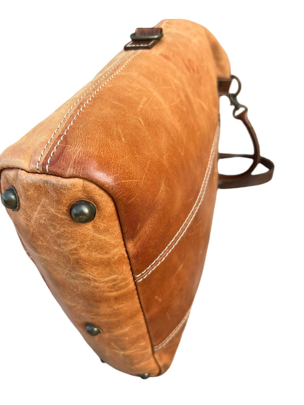 Leather Vintage REI Japan Distress Fade Patina Leather 2 Way Bag Size ONE SIZE - 12 Thumbnail
