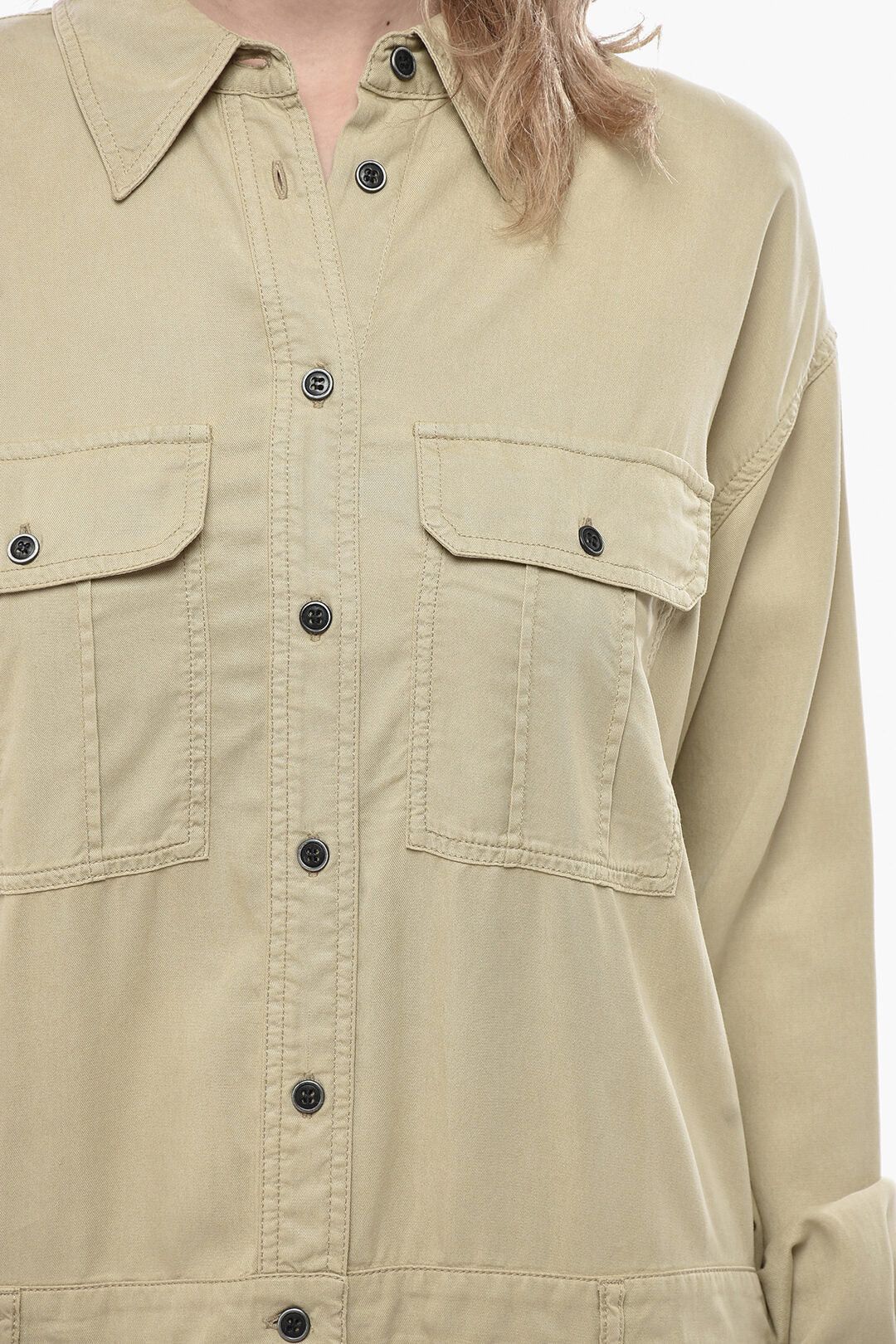 Isabel Marant og1mm0326 Sahariano Shirt in Beige Size M / US 6-8 / IT 42-44 - 3 Thumbnail