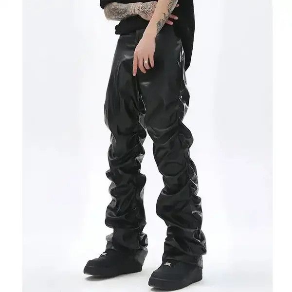 Japanese Brand Honjoh x Hara Loose Ruched Casual Pu Leather Pants Size US 28 / EU 44 - 1 Thumbnail