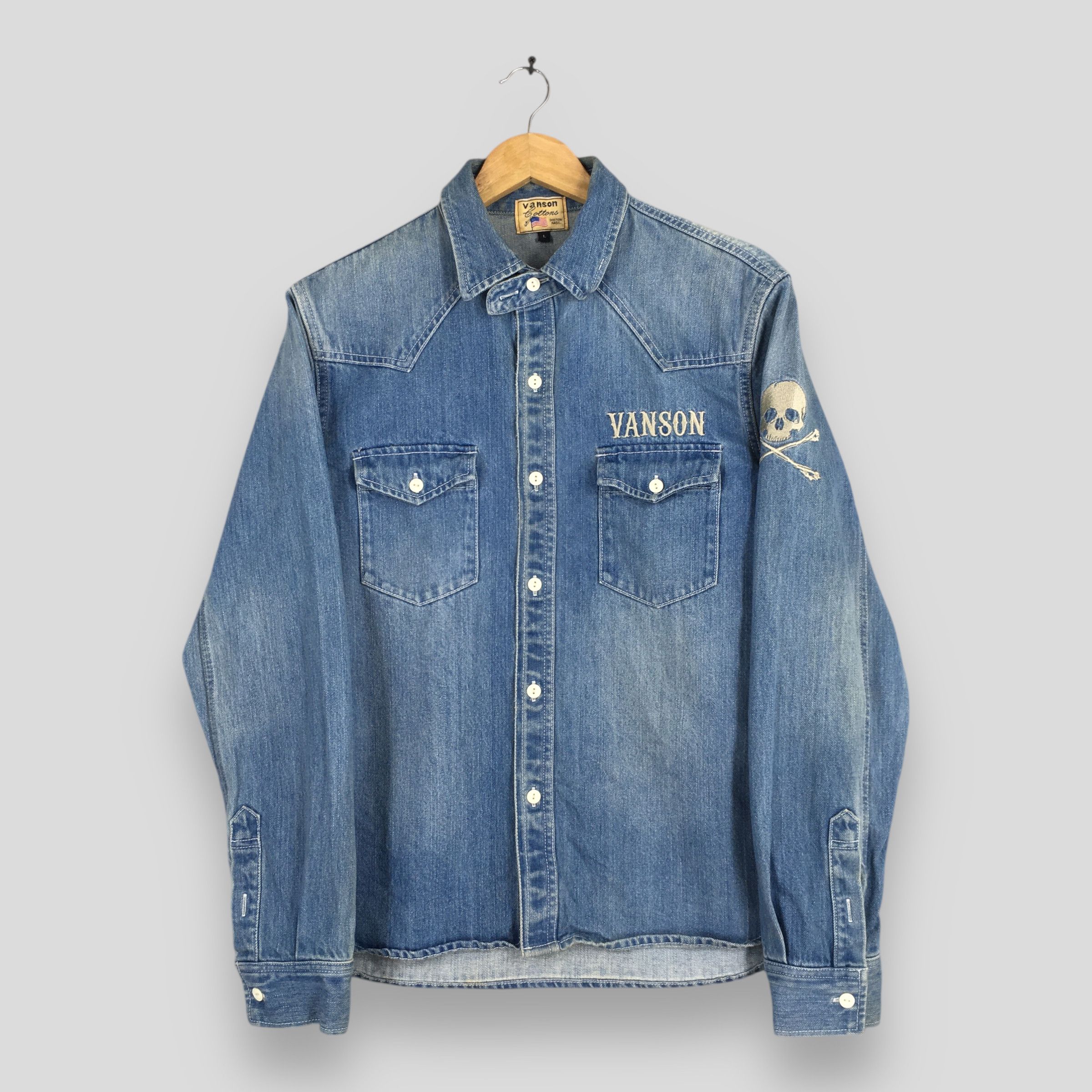 Vanson Leathers Vintage Vanson Cotton Motorcycle Club Denim Shirt Large Size US L / EU 52-54 / 3 - 4 Thumbnail