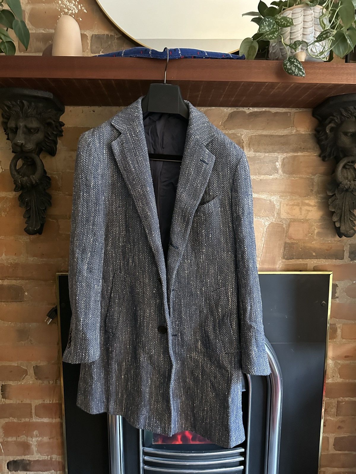 Suitsupply SUITSUPPLY Vicenza Herringbone Blue Overcoat 38R Size US M / EU 48-50 / 2 - 1 Thumbnail