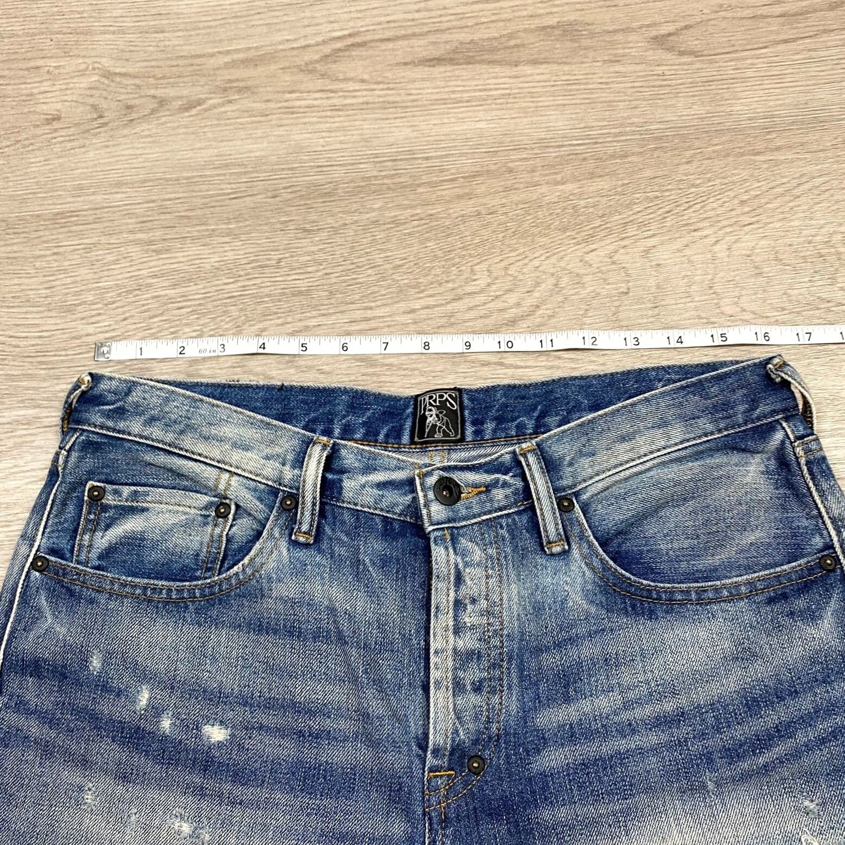 Prps PRPS Jeans Men's 32x34 Le Sabre Slim Tapered Fit Distressed Blue Size US 32 / EU 48 - 6 Thumbnail