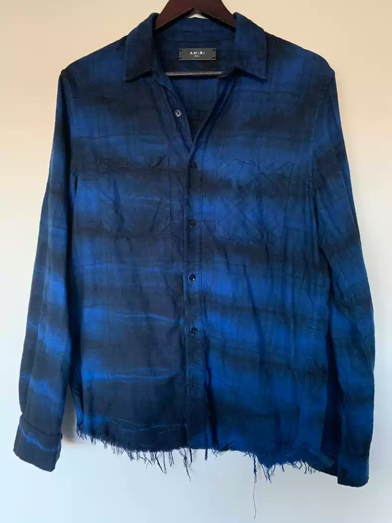Amiri Amiri blue tie dye destroys shirt | Grailed 