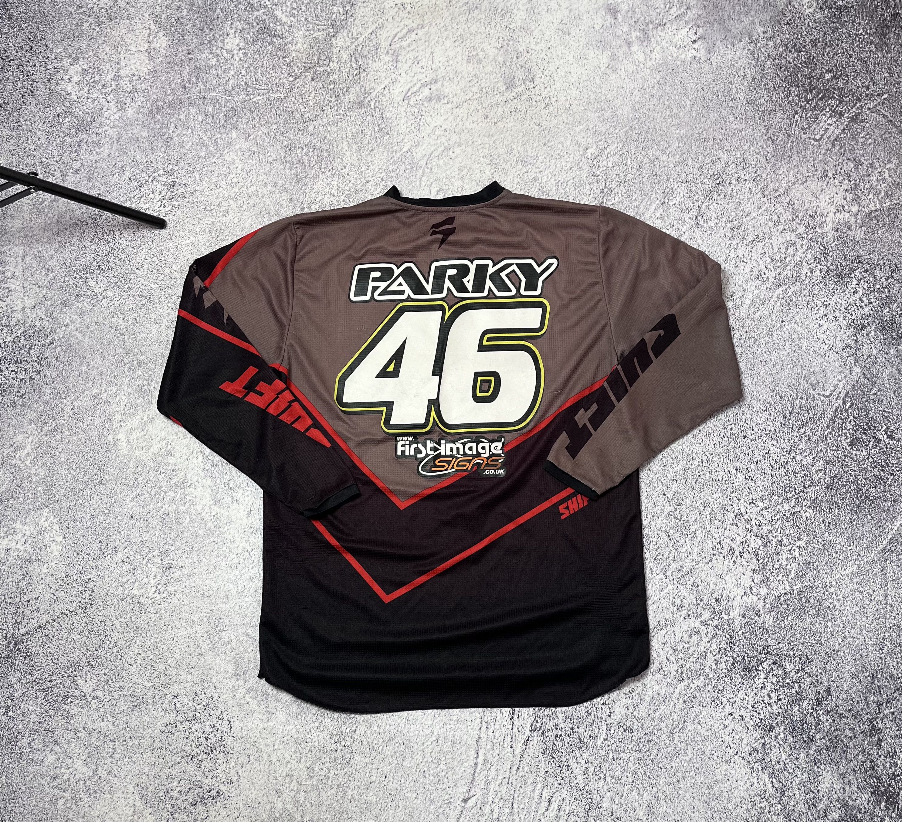 Vintage Racer motorcycle racing Moto T-shirt jersey Size L #46 Parky Size US L / EU 52-54 / 3 - 11 Thumbnail