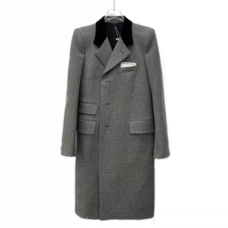 Balenciaga Balenciaga size 46 Color-block houndstooth wool lapel long Size S / US 4 / IT 40 - 1 Thumbnail