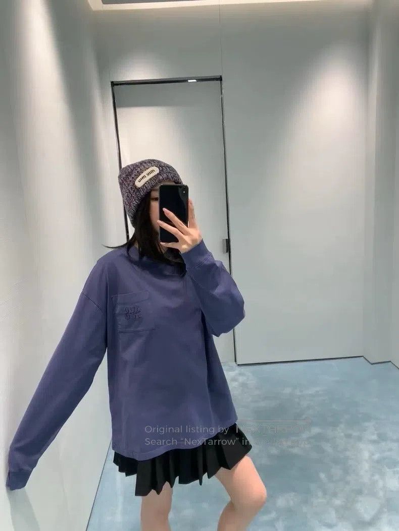 Miu Miu Miu Miu Size XS Retro washed blue long sleeve T | Grailed