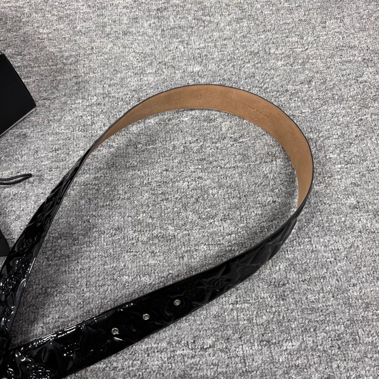 Chanel Chanel Double C Black Patent Embossed Belt 99 75/30 Size ONE SIZE - 4 Thumbnail