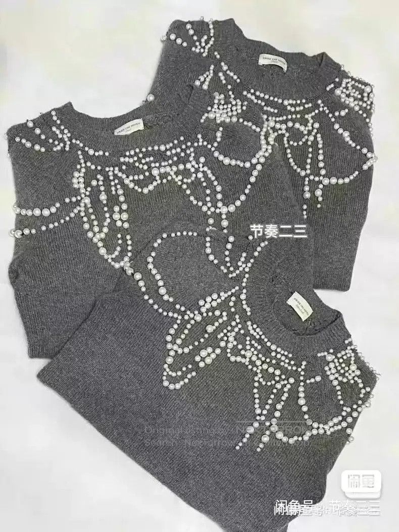 Dries Van Noten Dries Van Noten Runway-Exclusive Pearl-Embellished Sweater Size L / US 10 / IT 46 - 3 Thumbnail