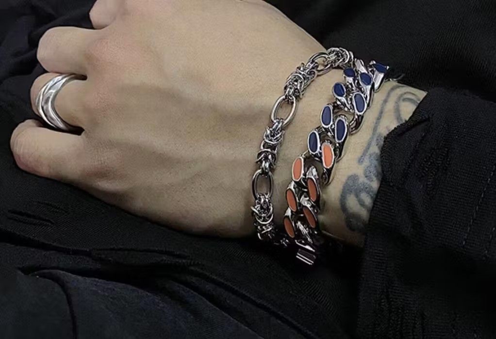 Jewelry Colorful Cuban Link Chain Bracelet Size ONE SIZE - 1 Thumbnail