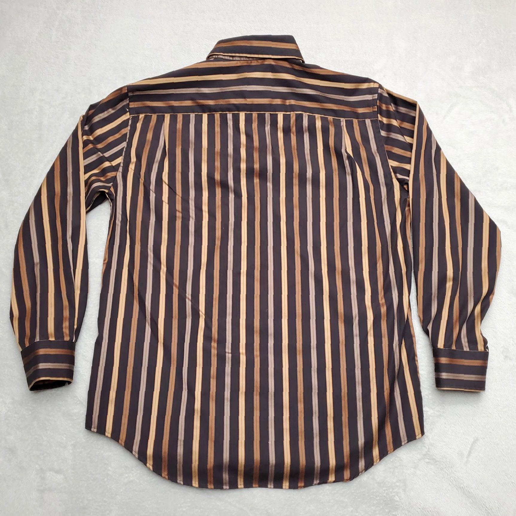 Vintage VINTAGE Kenneth Roberts Shirt Mens L Brown 100% Cotton Platinum Long Sleeve Casual Striped Button-Up Tailored Designer Western Modern Mens Size US L / EU 52-54 / 3 - 7 Thumbnail