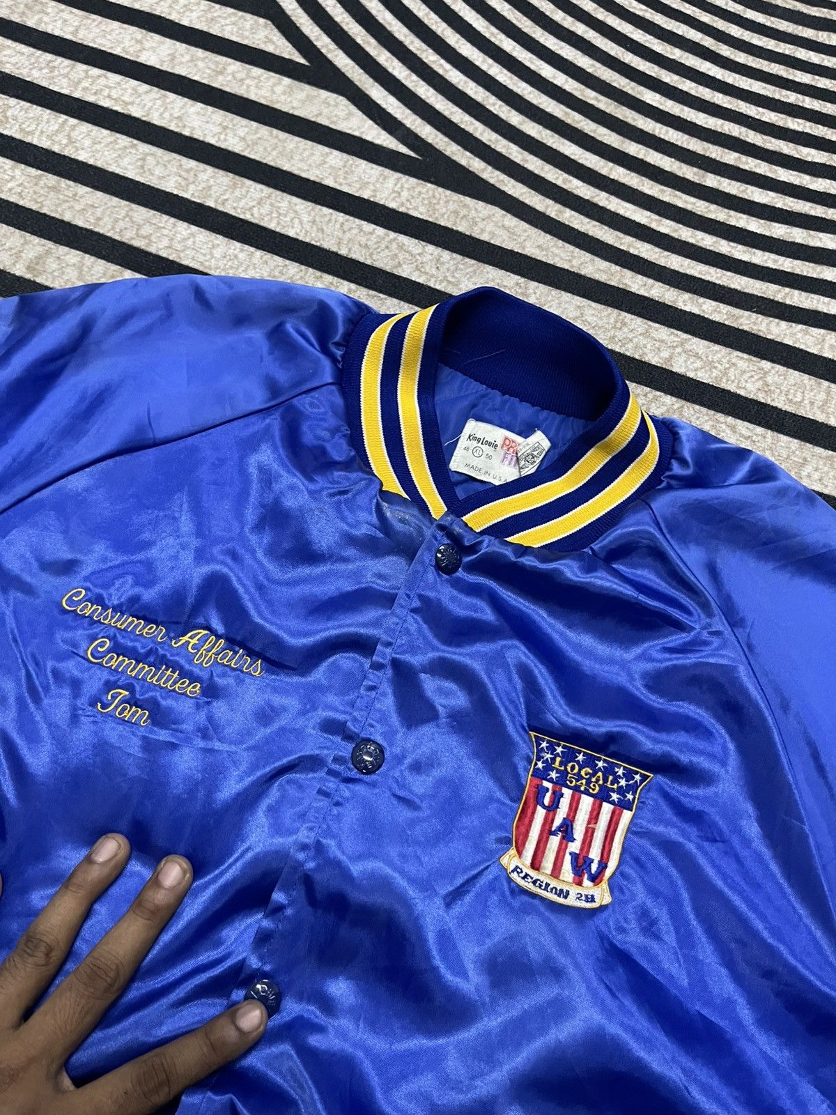 Vintage 80s UNION LOCAL UAW 148 AEROSPACE SATIN BOMBER JACKET XL Size US XL / EU 56 / 4 - 6 Thumbnail