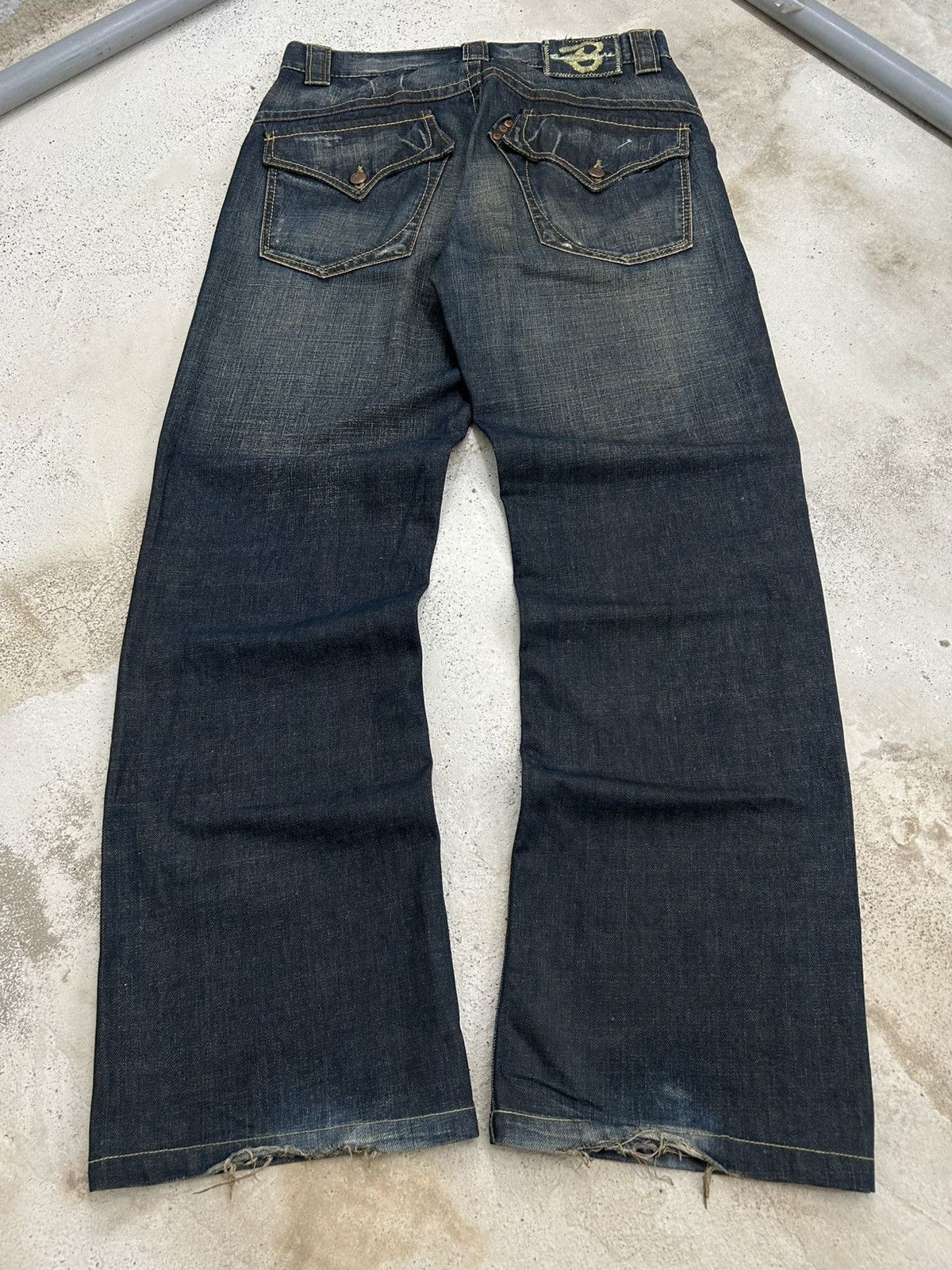 Le Grande Bleu (L.G.B.) Vintage Baggy Jeans Bonaventure Brand Mud Washed Size US 31 - 2 Thumbnail