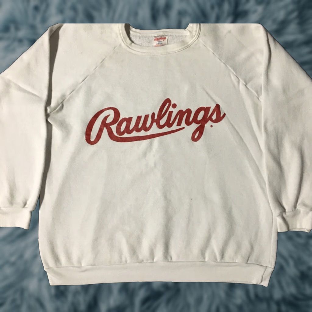 Vintage VINTAGE 80s Rawlings Spellout Sweatshirt M L White Grunge Distressed USA Baseball Track & Field Men's SweatshirtPullover Shirt Size US M / EU 48-50 / 2 - 1 Thumbnail