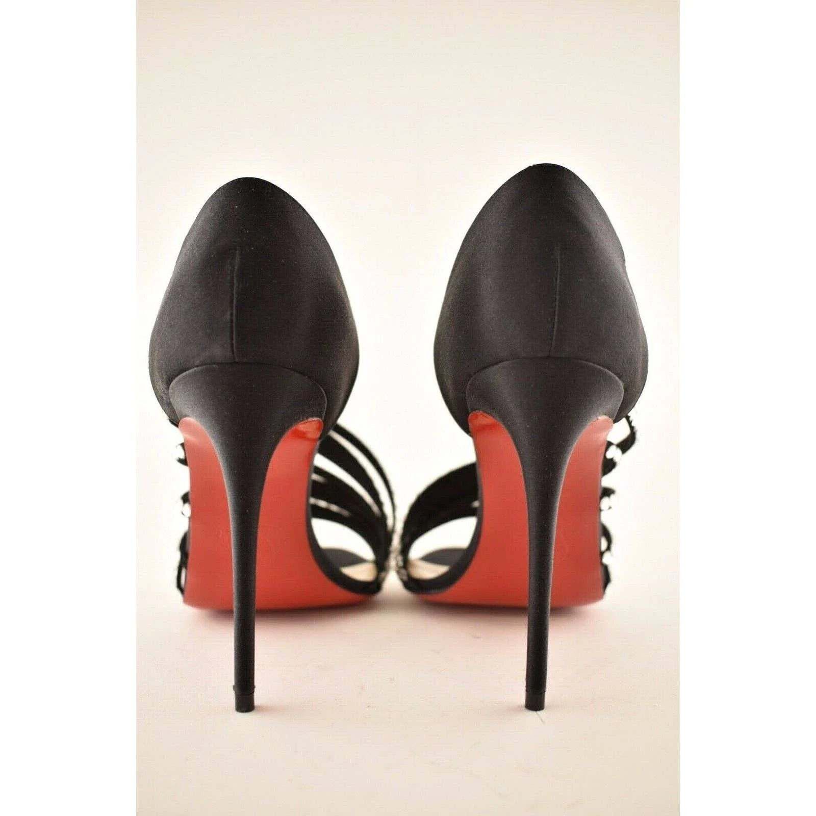 Christian Louboutin Norina Strass 100 Black Crystal Strap Sandal Heel Pump 36.5 Size US 6.5 / IT 36.5 - 11 Thumbnail