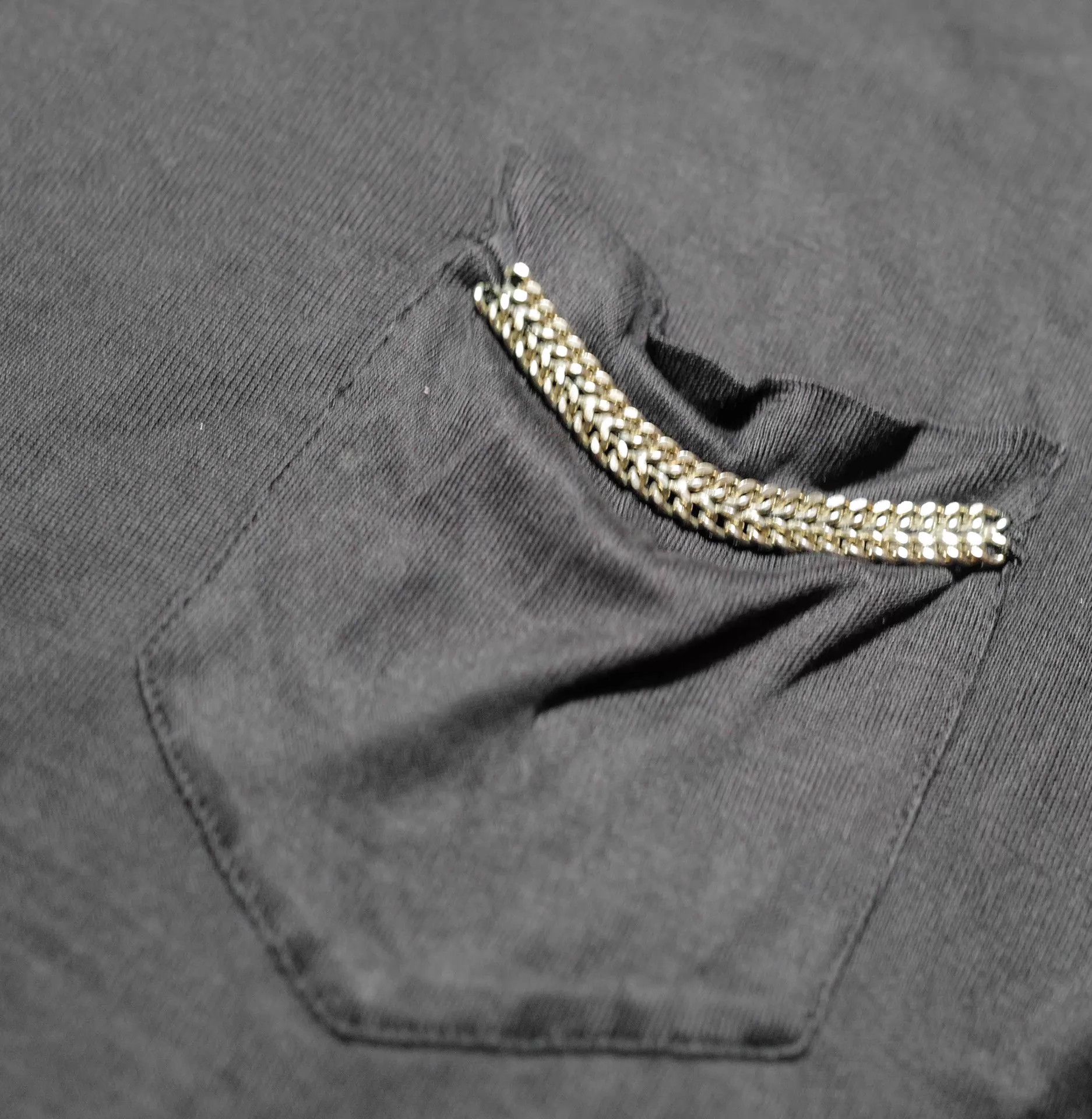 Saint Laurent Paris SLP 13AW Runway Silk Chain Pocket Black Tee Size US M / EU 48-50 / 2 - 4 Thumbnail