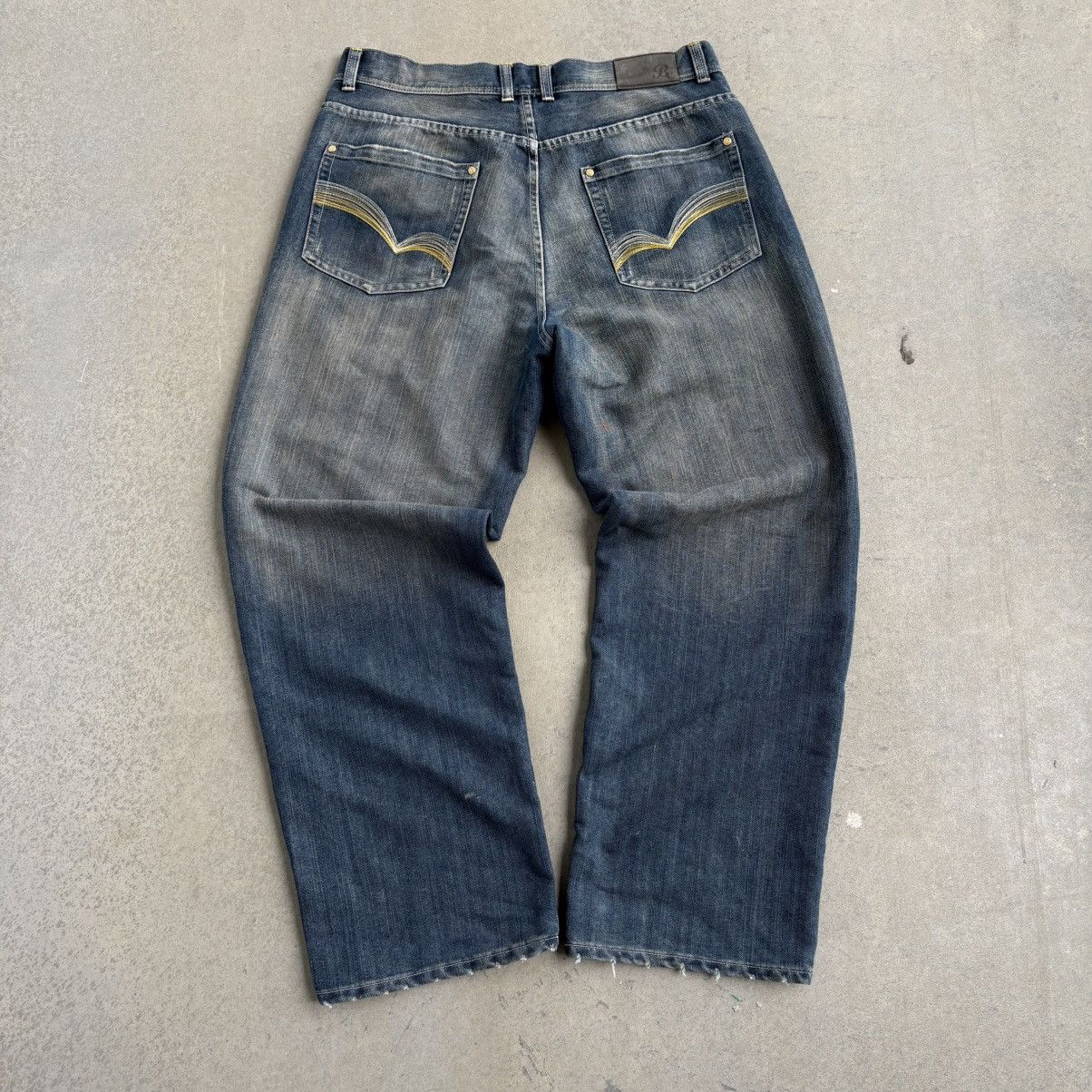 Japanese Brand × Vintage Crazy Y2K Baggy BC Jeans Washed Denim Embroidered Pockets Size US 38 / EU 54 - 11 Thumbnail
