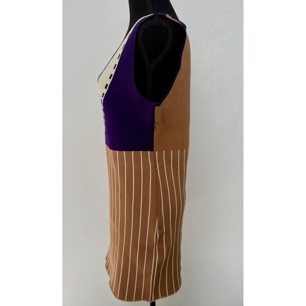 Zac Posen Zac Posen Le Spoke Knit Dress Sleeveless Purple Brown Ivory Size XL / US 12-14 / IT 48-50 - 3 Thumbnail