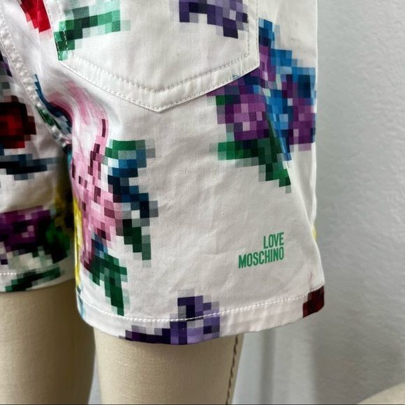 Love Moschino LOVE MOSHINO Pixelated Romper Floral Ruffle Playsuit Size 28" / US 6 / IT 42 - 11 Thumbnail