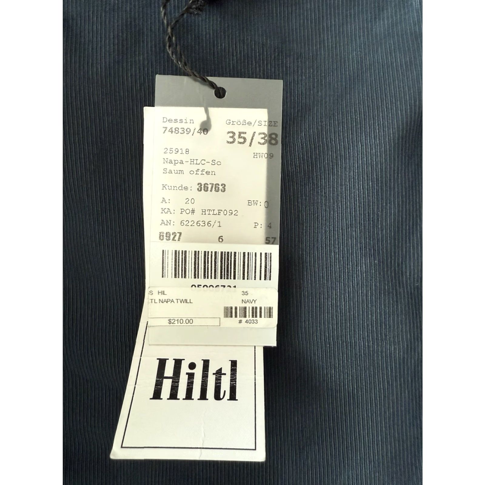 Vintage Hiltl Napa Twill Pants Men 35 Blue Straight Leg 5-Pocket Middle Rise Regular Fit Size US 35 - 3 Thumbnail