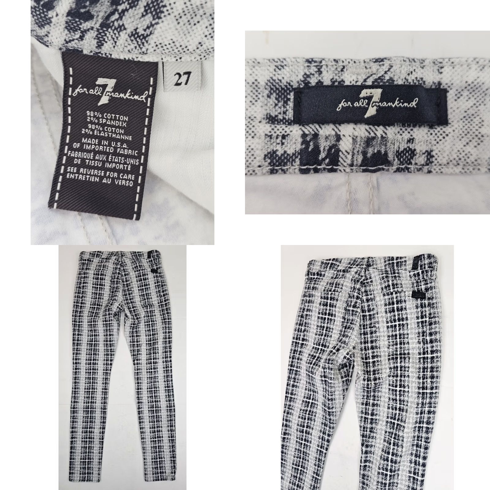 7 For All Mankind 7 For All Mankind Black & White Grid / Check Geometric Pants – Women 27 (Fits 29x30) Size 29" - 8 Thumbnail