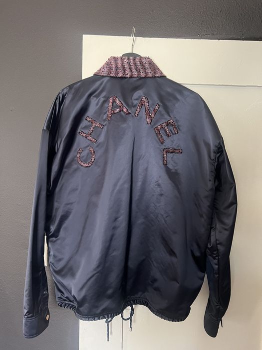 Chanel chanel 2016 tweed bomber jacket logo spell out Grailed