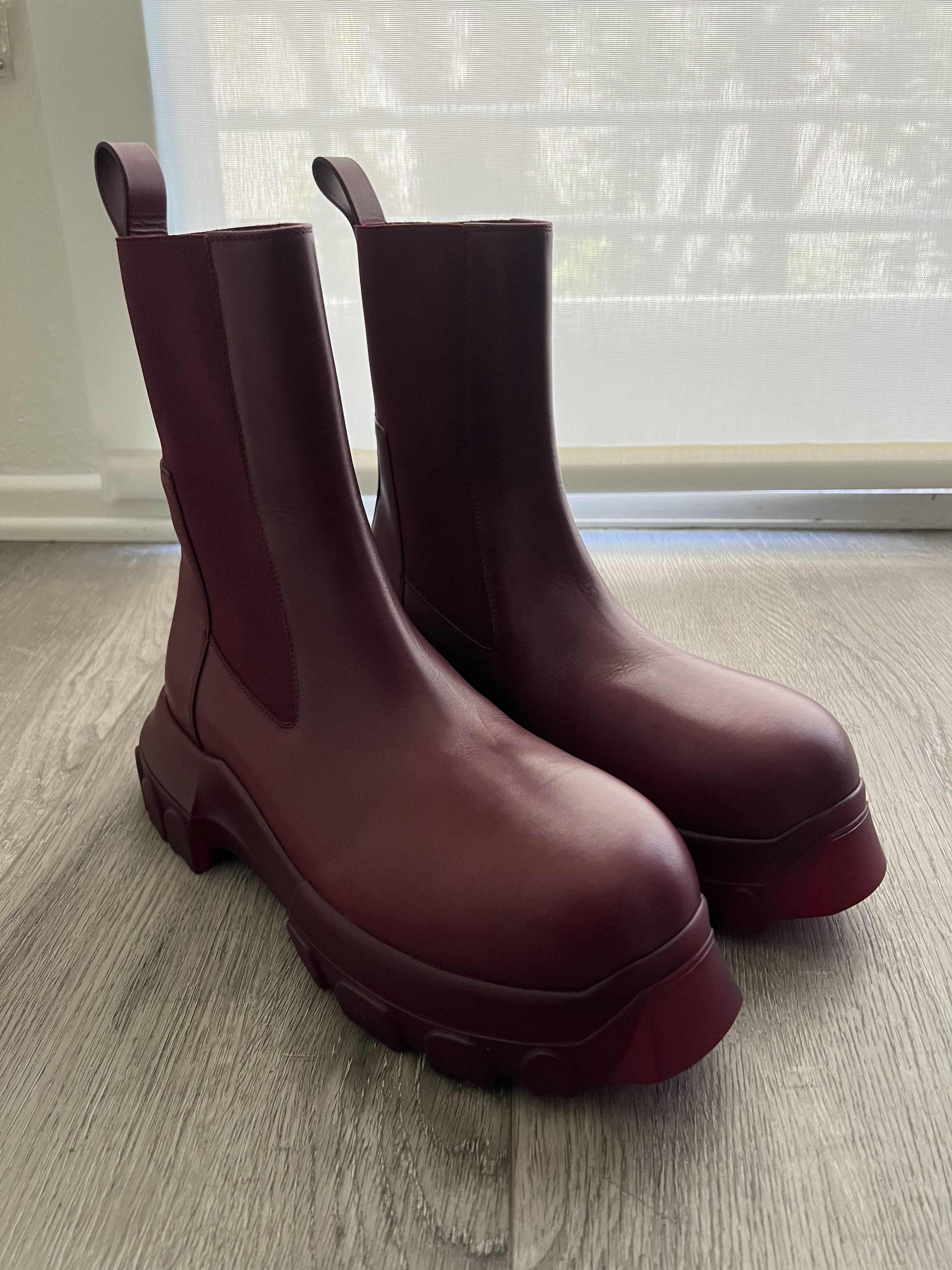 Rick Owens Bozo Tractor Chelsea Boot RED EU42