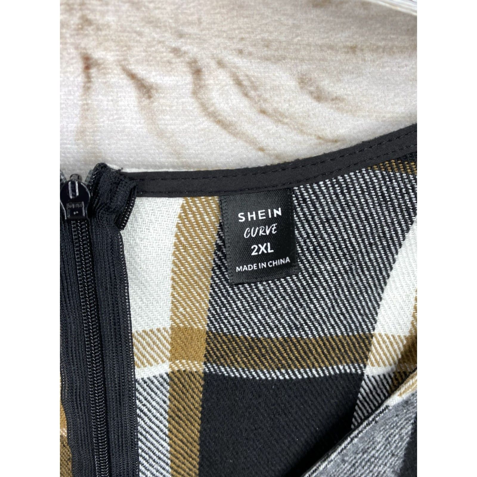 Shein SHEIN Curve Shirt Dress 2XL Black Brown Plaid Retro Mod Style Flannel Soft Size XL / US 12-14 / IT 48-50 - 5 Thumbnail