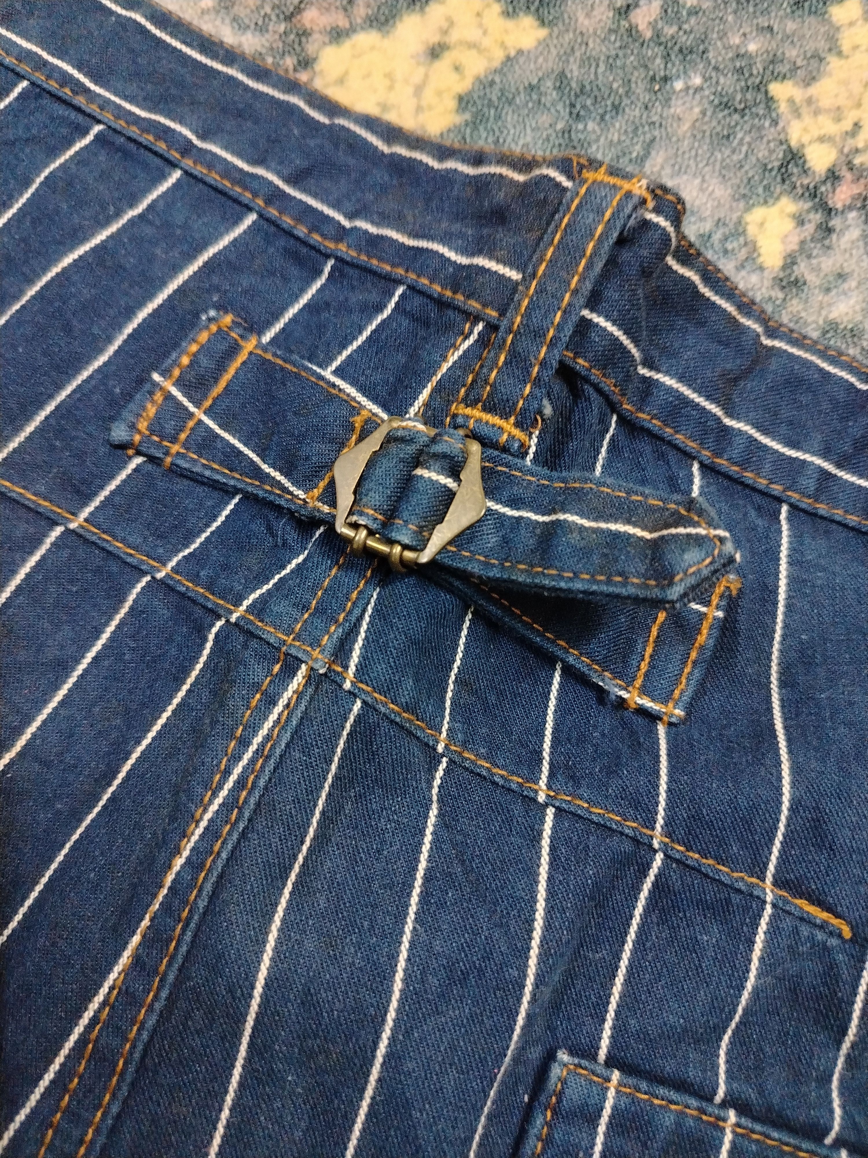 Japanese Brand Guell Mustard pinstripe denim Size US 33 - 3 Thumbnail