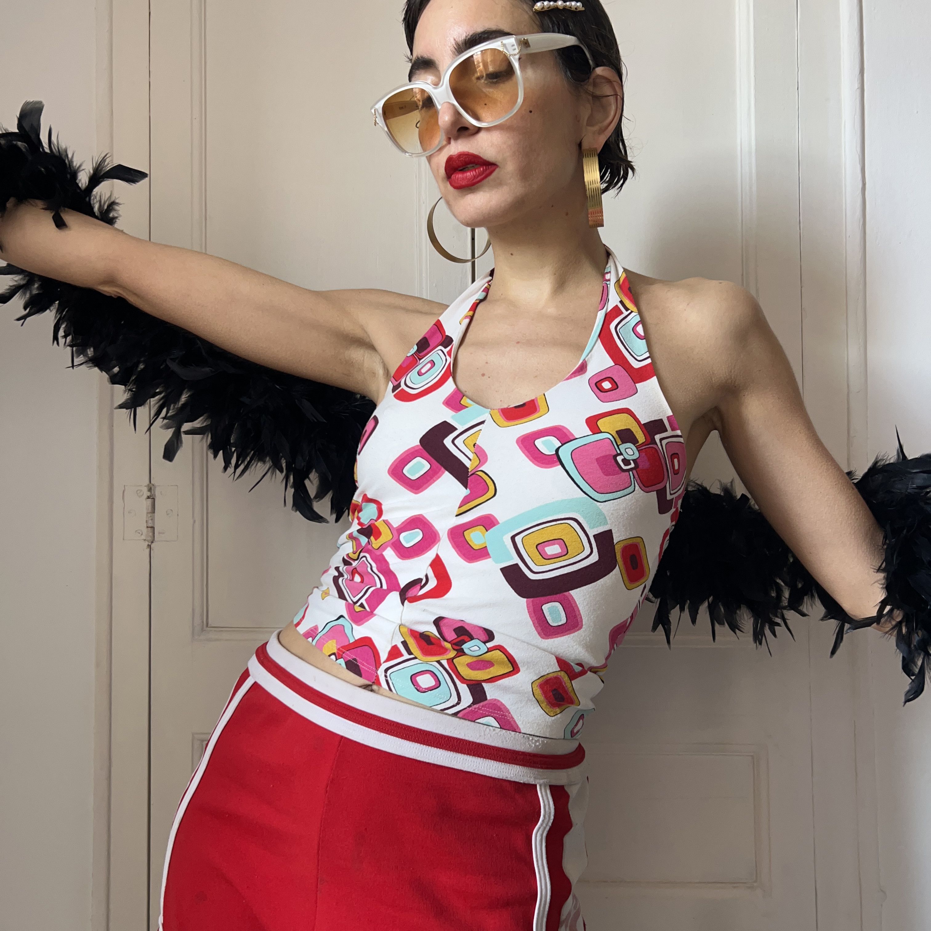Vintage Vintage Y2K Geometric Print Halter Top Size M / US 6-8 / IT 42-44 - 4 Thumbnail