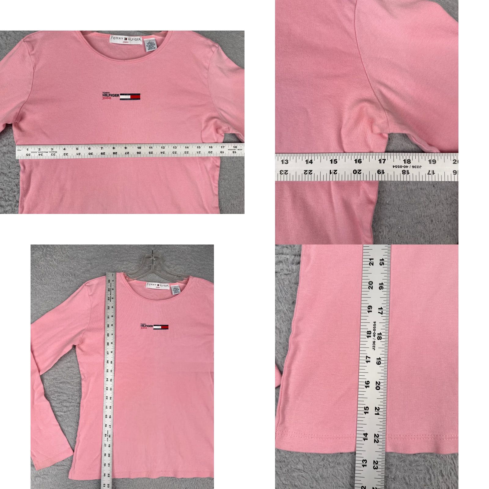 Tommy Hilfiger VINTAGE Tommy Hilfiger Shirt Women Medium Pink Long Sleeve Crew 100% Cotton READ Size M / US 6-8 / IT 42-44 - 8 Thumbnail