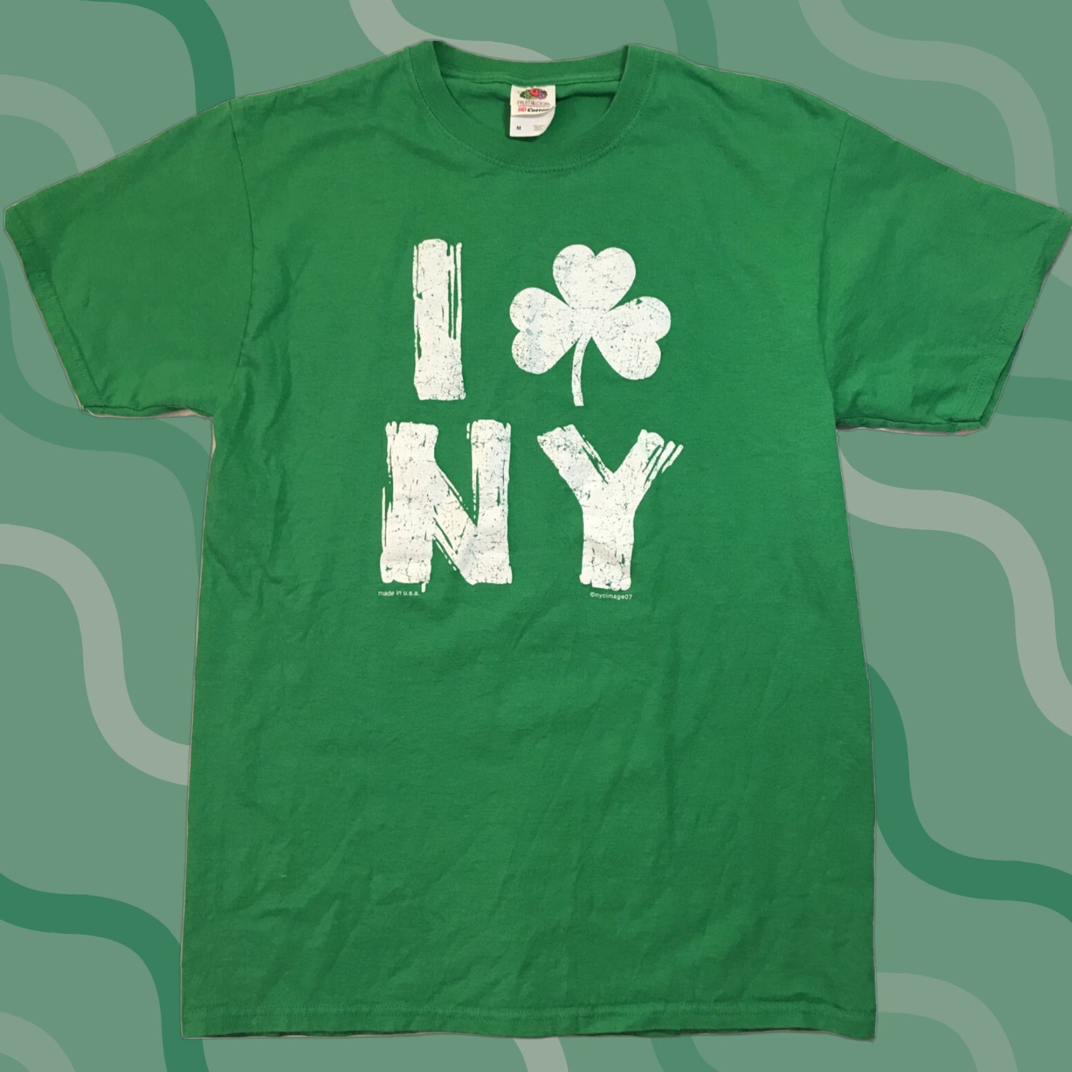 Fruit Of The Loom VINTAGE St Patrick’s Day I love NY New York T Shirt Sz Medium Shamrock Irish Shirt Mens M Green Size US M / EU 48-50 / 2 - 1 Thumbnail