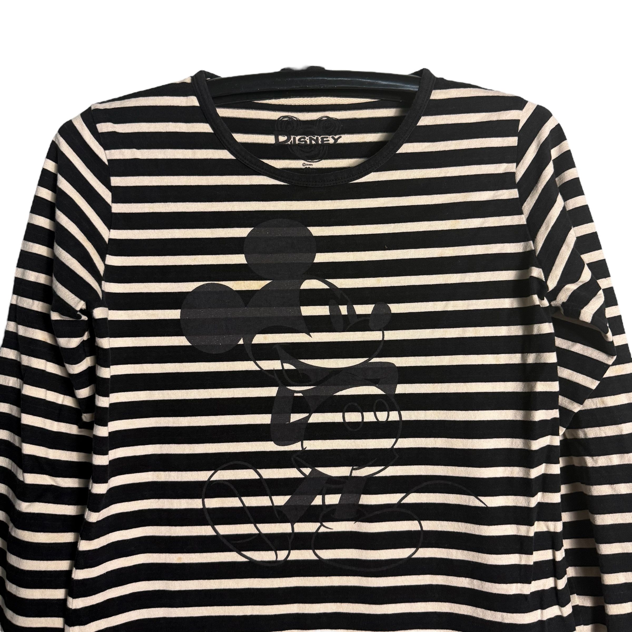 Disney 🔥RARE🔥Vintage Mickey Mouse Disney Stripes L/Sleeve T-shirt Size M / US 6-8 / IT 42-44 - 2 Thumbnail