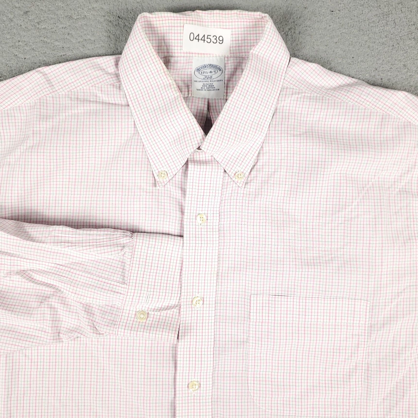 Brooks Brothers VINTAGE Brooks Brothers Shirt Mens 17.5 Pink Check Dress Long Sleeve Button-Down Collar Regular Fit Non-Iron Casual/Workwear Mens Size 46R - 2 Thumbnail