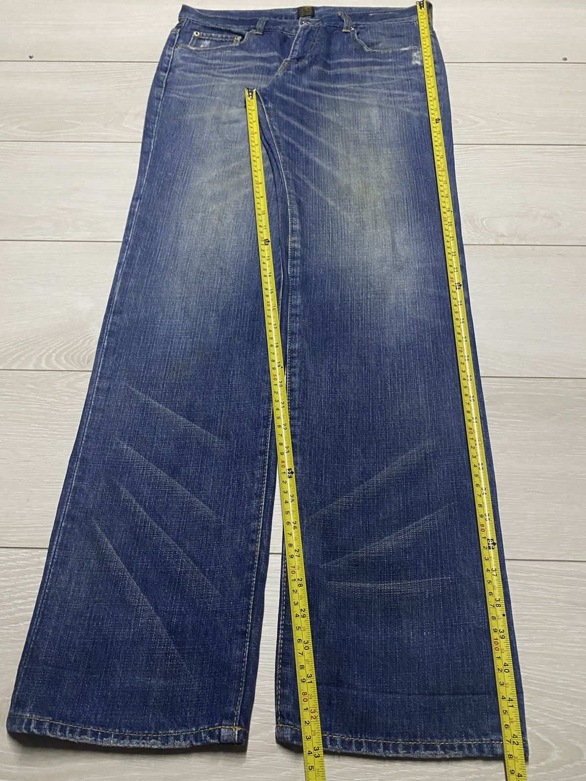 Le Grande Bleu (L.G.B.) Japanese L.B.H Vintage Blue Wash Spike Pocket Loose Jeans Size US 33 - 17 Thumbnail