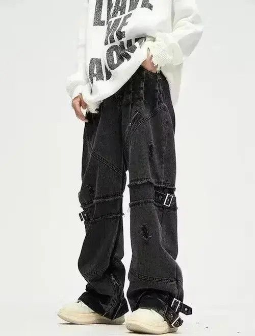 Japanese Brand × Jean Black Gothic Pants Wide Leg Baggy Jeans Size US 30 / EU 46 - 3 Thumbnail