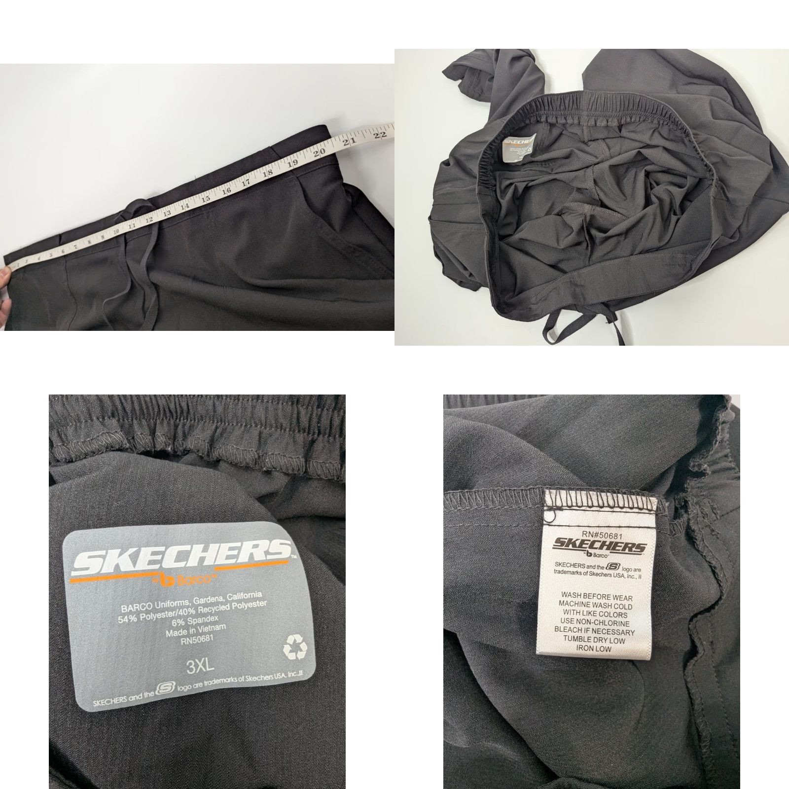 SKECHERS Skechers Barco Vitality 3XL Black Drawstring Scrub Pants SKP538X Women Size US 39 - 8 Thumbnail