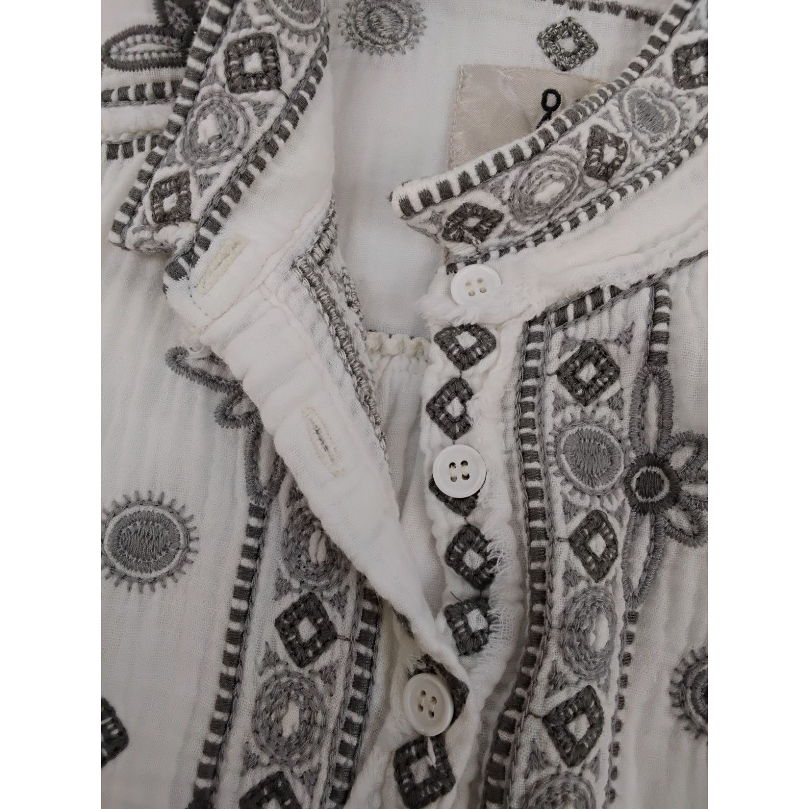 Johnny Was Johnny Was Pete + Greta Top Women's S White Embroidered Boho Size S / US 4 / IT 40 - 6 Thumbnail